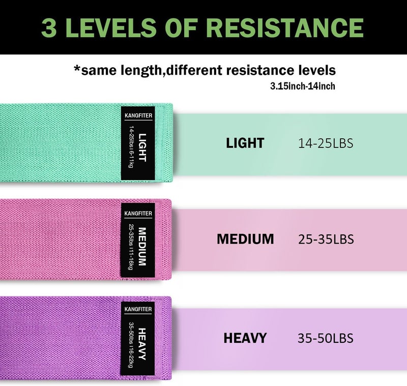 KANGFITER Non-Slip Fabric Resistance Bands for Working Out, Loop Exercise Bands for Booty Leg, Butt, Glute, Stretch Workout Bands for Women & Men, Hip Elastic Bands for Home Gym Fitness, Yoga, Pilates - Image 3